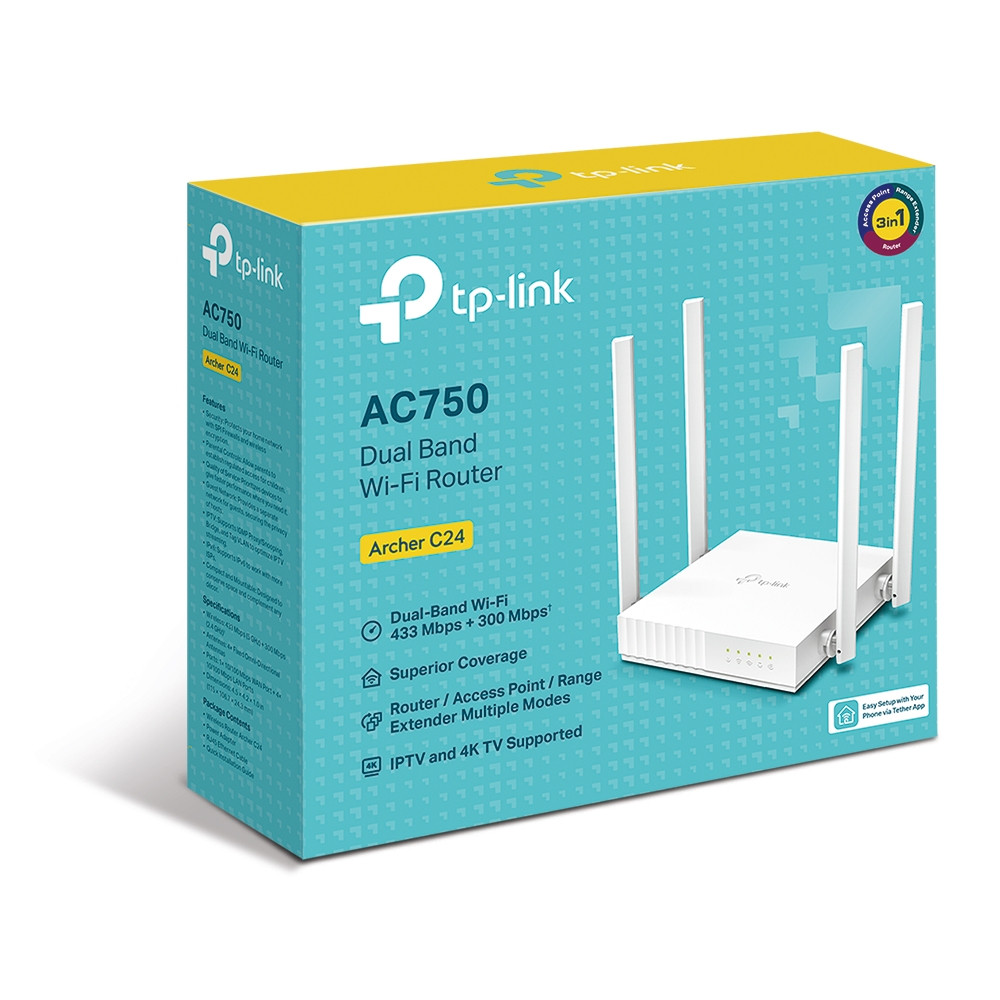 ROUTER AC750 DOBLE BANDA 4 ANTENAS ARCHER C24